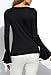 Qearal Women's Loose Casual O-Neck Solid Bell Sleeve Blouse T-Shirts Long Flare Sleeve Ruffle Top (S, Black)