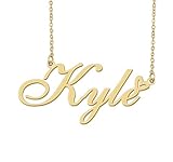 Aoloshow Kyle Name Necklace Heart Charm Pendant 18k Gold Plated Stainless Steel Jewelry for Womens Graduation