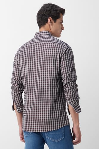 Image of Peter England Men's Slim Fit Full Sleeve Checkered Casual Shirt | 100% Cotton | Premium Twill Weave