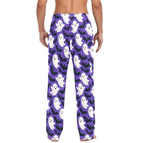 Cutewhite Cartoon Spirits Men's Cotton Pajama Pants with Pockets and Drawstring Comfortable and Stylish,S3