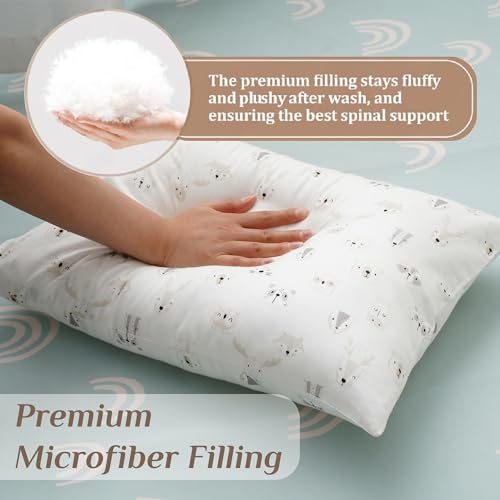 Image of Bunnikins & Clover Toddler Pillows with Pillowcase, 13 inchx18 inch Soft Cotton Kid Pillows for Sleeping, Bedding Small Pillow for Boys and Girls Aged 2-5 Years
