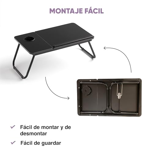 Table pliante robuste KitHome Plus design noir épuré 55 cm - 6