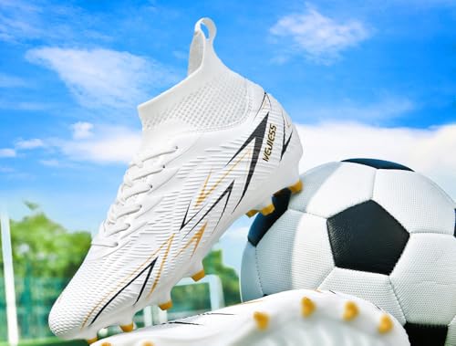 Image of Unisex FG Cleats Training Athletic Non-Slip Long Studs High-Top Football Soccer Shoes for Youth