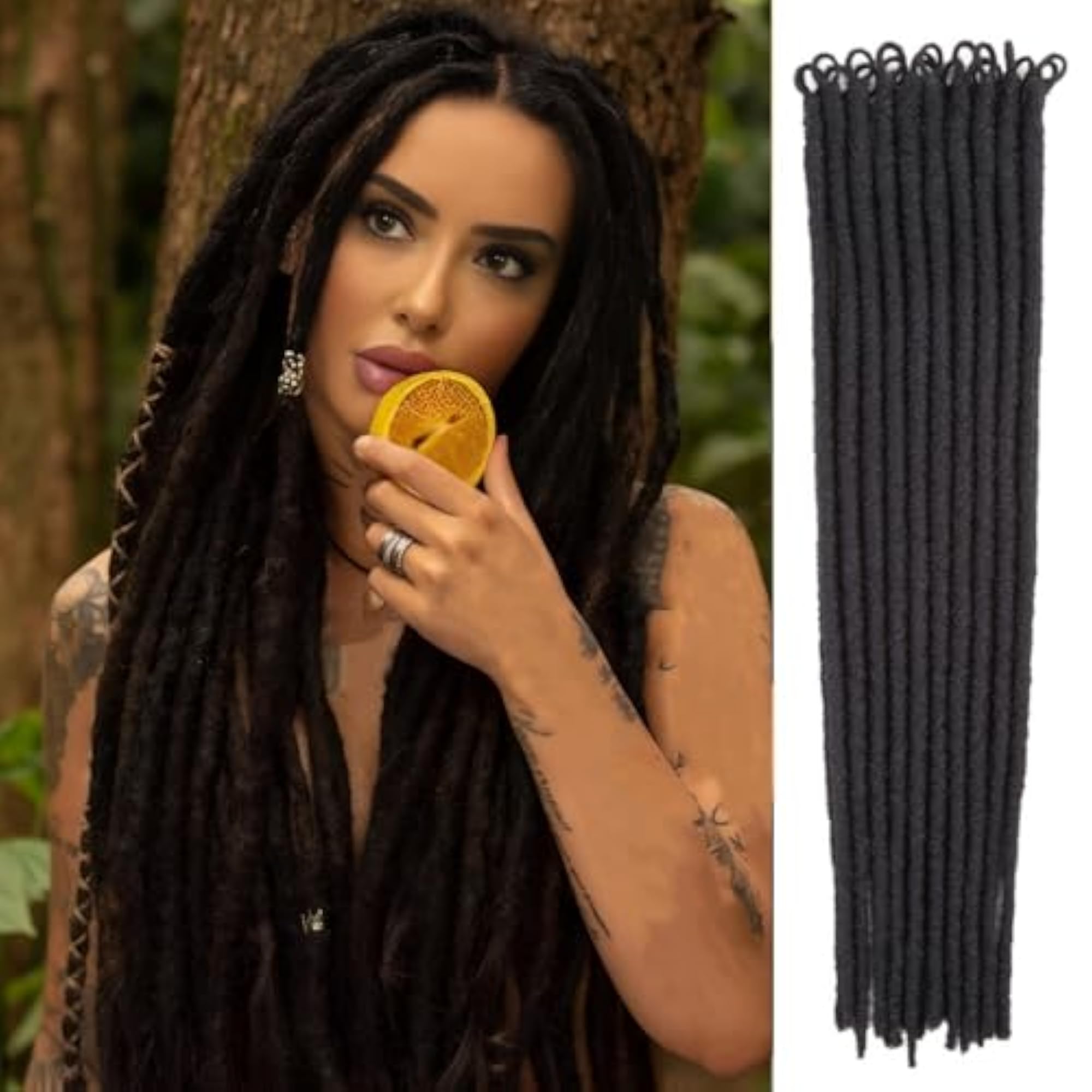 24 Inches Single Ended Dreadlock Extensions Synthetic