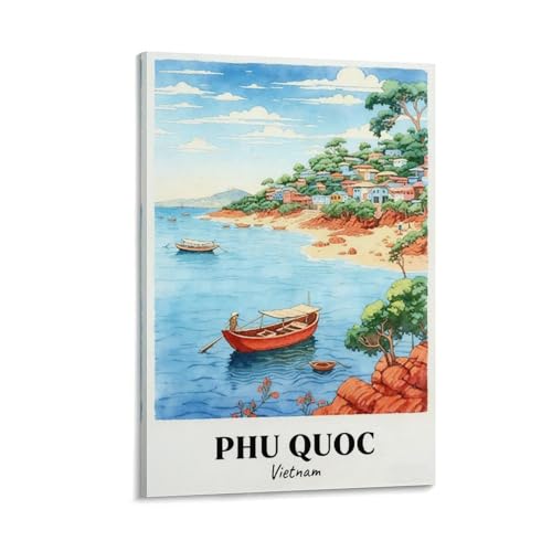 PPNVMKX Phu Quoc Vietnam Vintage Travel Posters 12x18inch(30x45cm) Canvas Wall Art Painting Prints