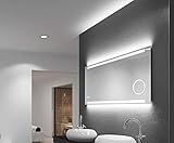 badspiegel led 120 x 60 Die moderne und energiesparende LED-Technologie mit einer warmen Lichtfarbe von 4200 Kelvin lässt das Spiegelbild natürlich wirken und das Bad oder WC erstrahlen