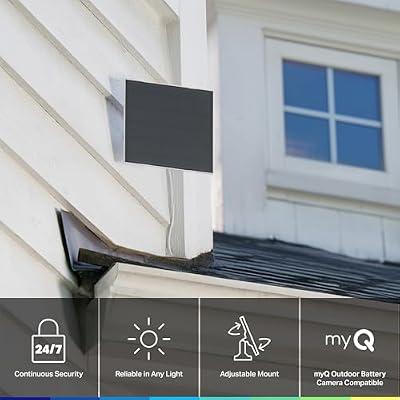 myQ Solar Panel for myQ Outdoor Battery Camera, 6.5 Foot (2m) USB-C Cable, Waterproof, 3.8W and 5V, 360 Rotation & 180 Tilt