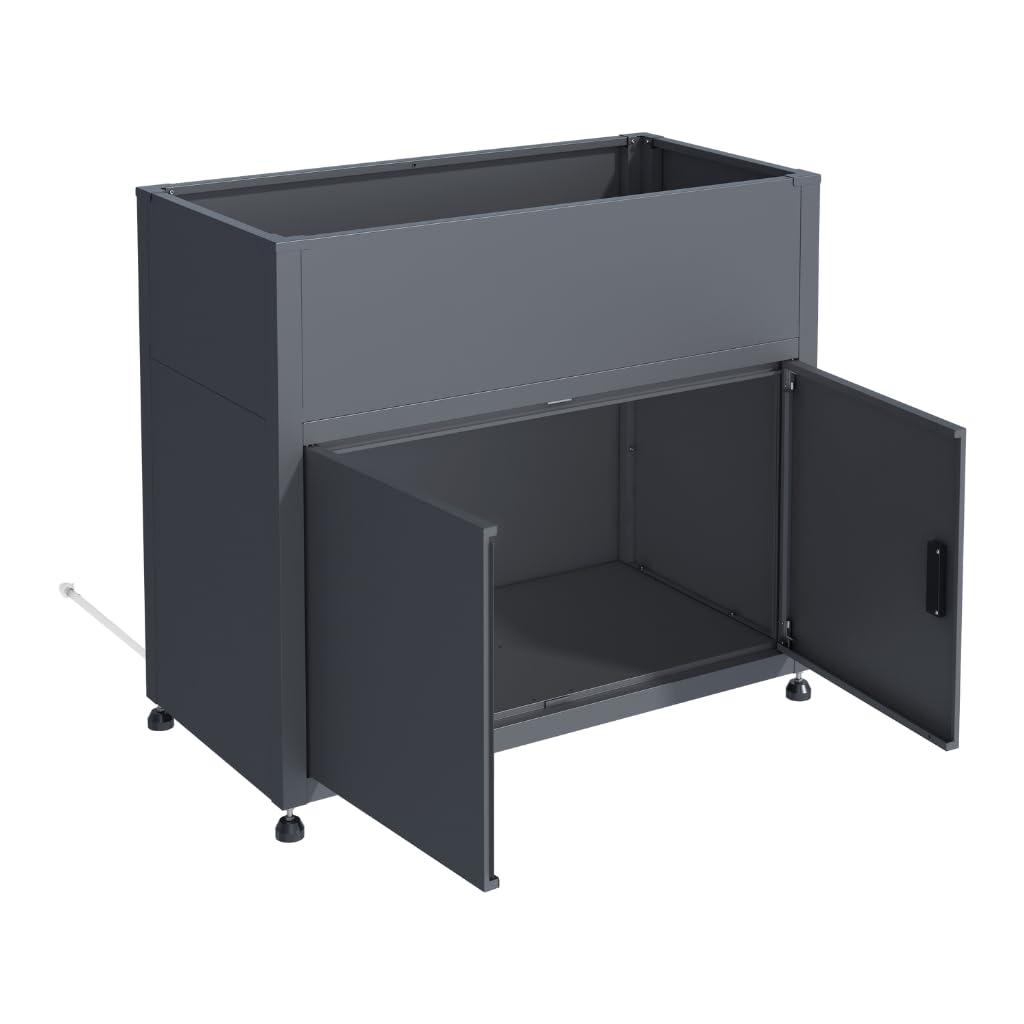 Armoire de Jardin 100cm avec Jardinière Intégrée, Gris Anthracite | Acier Galvanisé, Rangement Extérieur