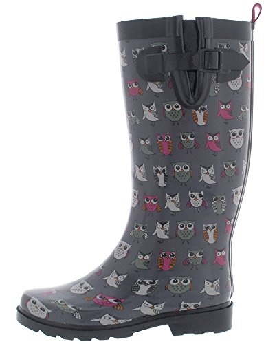 Capelli New York Ladies' Shiny Pop Owls Printed Rain Boot