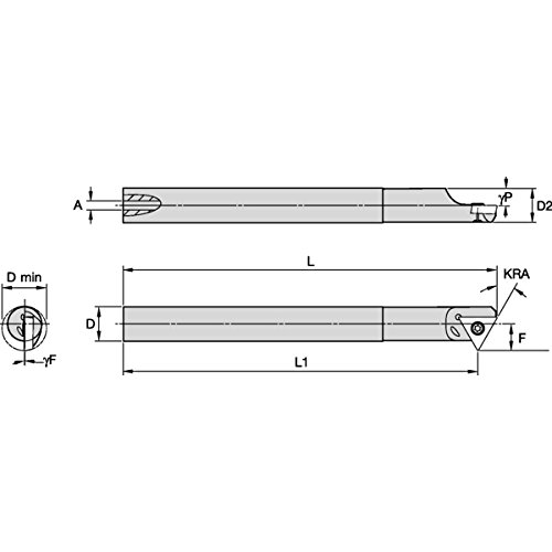 WIDIA WIDIA Circle SSCI625430L SSCI Small Hole Boring Bar for Turning, 30° Angle, Steel Shank, 0