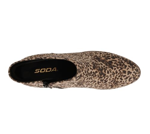 Image of Soda Women's Mug Round Toe Faux Suede Stacked Heel Western Ankle Bootie