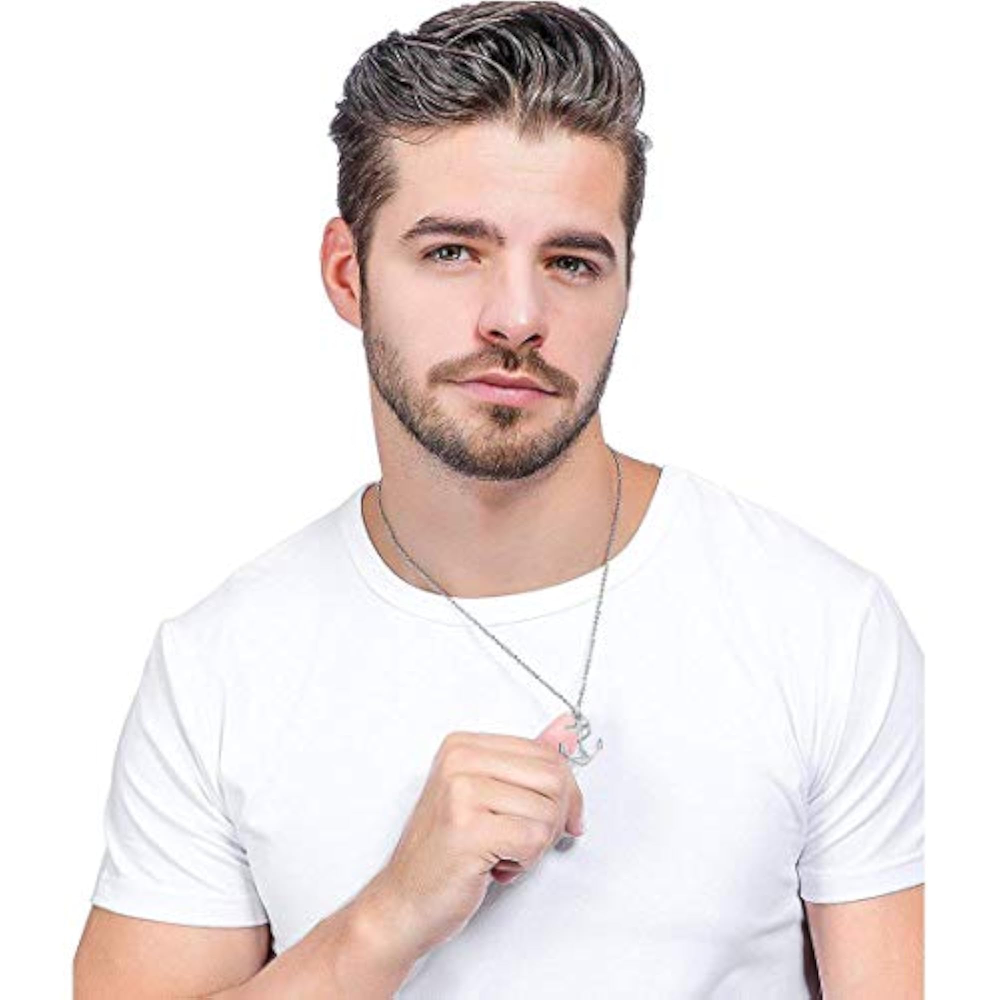 Men's Stainless Steel Ship Anchor and Rope Necklace Chain