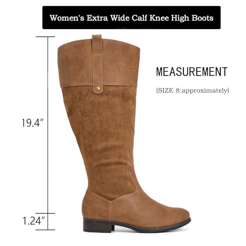 Image of Luoika Women's Extra Wide Calf Knee High Boots, Plus Size Wide Width Knee-High Boots Winter Fall Low Heel Ridding Boots.