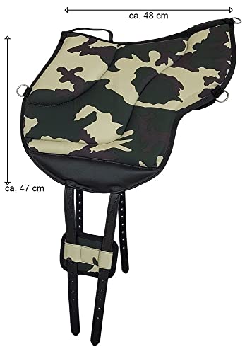 A&M Reitsport Rijpad, bareback pad met klittenbandkussen, boomloos zadel 1104, camouflage, nieuw, kleur: groen - Afbeelding 3