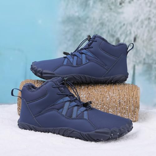 Men's & Women's Winter Barefoot Hiking Boots, Zero Drop, Waterproof, Wide Toe Box, Slip-On, Lightweight Fur Lining, Ankle Booties, Ideal for Hiking, Walking, Trail Running, Snow Adventures, Unisex4