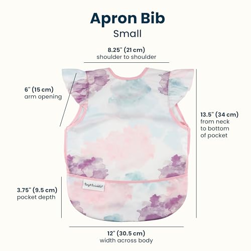Image of Tiny Twinkle Mess Proof Baby Bib for Girls | Waterproof Toddler Bib for Eating | Baby Apron for Feeding | Machine Washable | Perfect Shower Gift (Cotton Candy, 6-24M)
