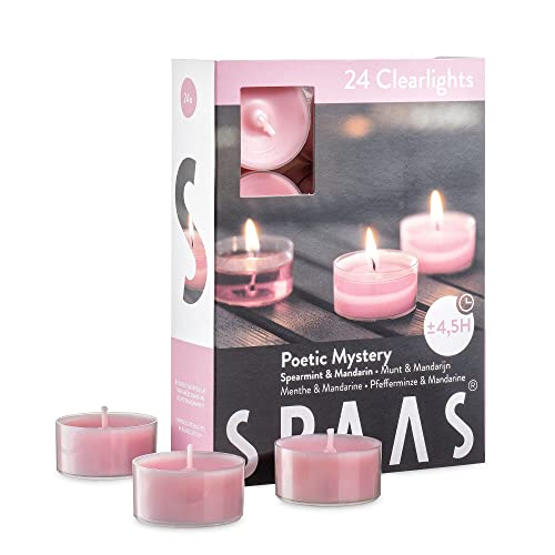 Spaas Scented Tea Lights Candles In Clear Cups - Spearmint & Mandarin Fragrance | Long Burning Scented Tealight Candles For Spa, Romantic Décor, Meditation, Dinner, And Home Décor | Pack Of 24 #TOP16