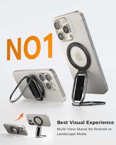 superone for magsafe phone grip for magsafe kickstand compatible with mag safe finger loop 4-in-1 phone ring holder strap for mag safe iphone 171615141312 series black 2025 version