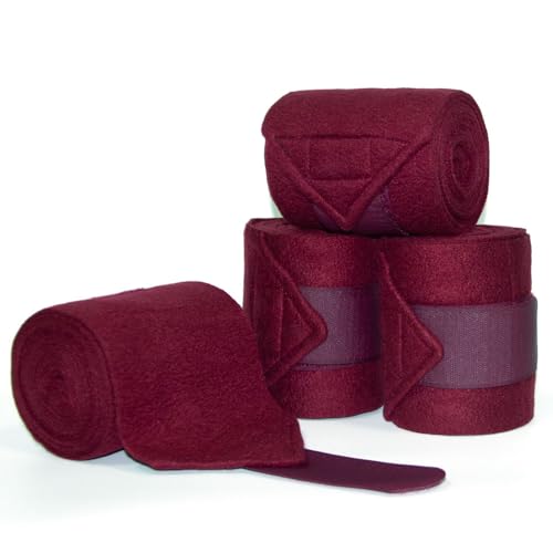 Image of Horse Polo Leg Wraps Soft Fleece Wraps Equestrian Leg Bandage 4-Pack (Full(10ft), Wine Red)