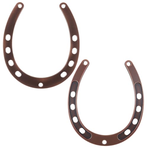 Hecila 2PCS Cast Iron Horse Shoes for Decorations Cast Iron Horseshoe Wall Decor Good Lucky Horseshoe Medium Horseshoes 5 Holes On Each Side for Indoor Outdoor Cowboy Western Wedding Favors Supplies