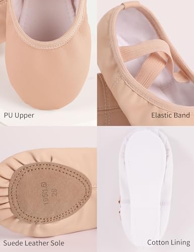 Phoeswan Ballet Shoes for Girls, PU Leather Girls Dance Slippers for Toddler/Little Kid/Big Kid3