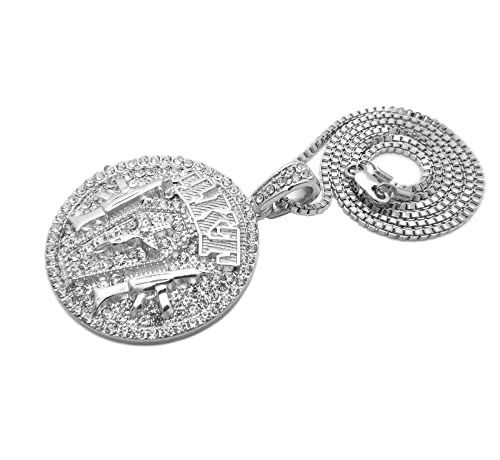 Hip Hop Jewelry Gold Silver Plated 4KT Pendant & 18" 20" 24" Cuban/Rope/Box Brass Chain Necklace3