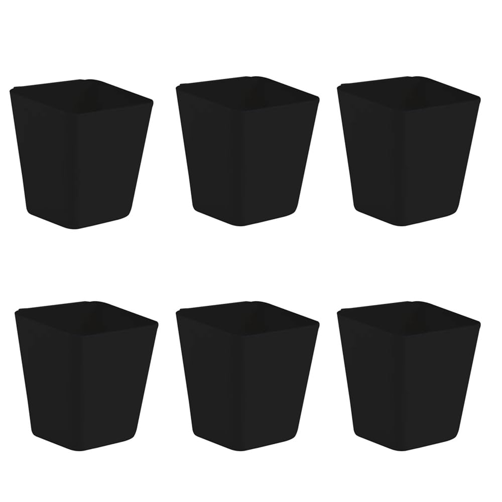 SagaSave 6 Pcs Pegboard Cups, Square Pegboard Wall Organizer, Pegboard Storage Box for Garage Office Workshop Workbench (Black)