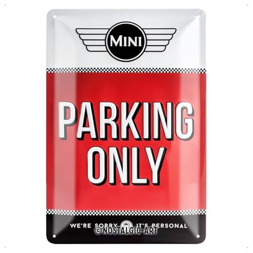 Nostalgic-Art Retro Blechschild, 20 x 30 cm, Mini – Parking Only Red – Geschenk-Idee für Mini Cooper Fans, Original Lizenzprodukt (OLP), aus Metall, Vintage Design, Blechschilder Sprüche