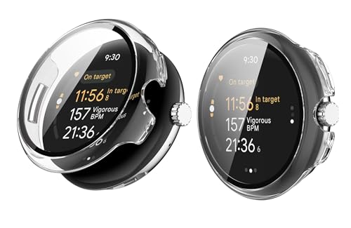 TINGYR 2 Piezas Funda Compatible con Google Pixel Watch 3 41mm, PC + Vidrio Templado para Proteger la Pantalla, Anticaída, Carcasa Compatible con Google Pixel Watch 3 41mm.