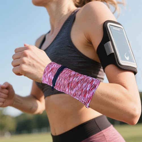 Image of Wrist Wallets for Women - Travel Running Wristlet, Key Pouch, Adjustable Secure Money Armband, 3 Pcs - Red, Grey, Black