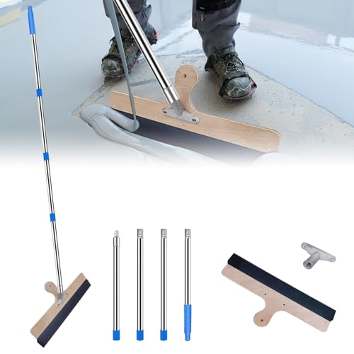 Rasqueta de Suelo Dentada 56cm de Acero Inoxidable, Espátula Profesional de Doble Diente 3 mm y 5 mm, Mango Extensible hasta 160 cm, Herramienta para Nivelación de Mortero y Revestimientos de Suelo