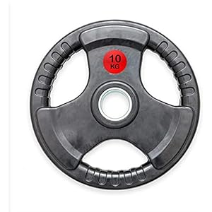 Viper 10KG Rubber Coated Tri-Grip Olympic Weight Plate – 2″ Hole – Strength Training, Gym, Fitness, Squat, Deadlift, Bench Press SINGLE PLATE