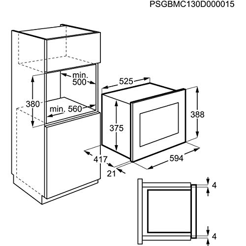 AEG MBE2657SEB Integrierbare Mikrowelle, LCD-Display, Innenbeleuchtung, elektronische Öffnung, Auftauenprogramm, 3… – Bild 7