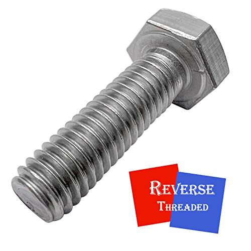 Image of M6x20mm Left Hand Hex Bolt,304 Stainless Steel Reverse Threaded Hex Bolts,Silver Fully Threaded Hex Bolts(5Pcs)