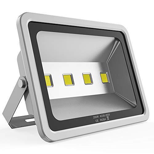 SOUTHLEVY 200W LED Flood Lights Outdoor, 110-285V, 20000LM Super Bright Security Light Fixture, IP66 Waterproof 6000K Daylight White，Landscape Commercial Industrial Lighting Fixtures