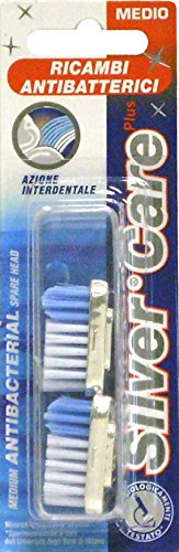 12 x SILVER CARE PLUS Spazzolino Denti Medio Ricambio 2 Pezzi