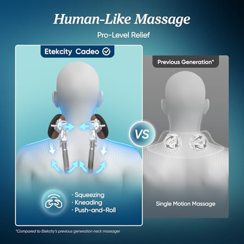 Image of Etekcity FSA Cordless Neck Massager for Pain Relief Deep Tissue, Cadeo | HSA eligible, shiatsu neck and shoulder massager with heat, lymphatic drainage massage, ideal gift for mom and dad