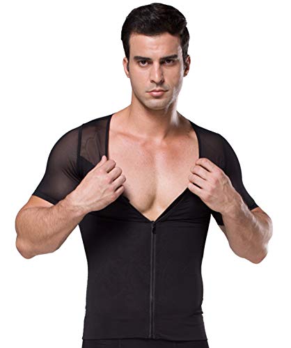 FEOYA Slimming Body Shaper Tank Tops Zipper Tummy Compression Vest Undershirt for Men