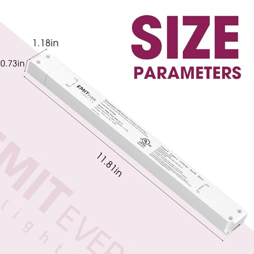 Image of EMITEVER 60W Slim Triac Dimmable LED Driver,100-277V AC to 24V DC Power Supply,0-100% Dimming Transformer for LED Lights,Compatible with Lutron and Leviton Dimmers,Class 2,UL Listed