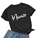 BABEGO Womens Mimi Heart T Shirt Cute Letter Print Short Sleeve Graphic Tees Black X-Large