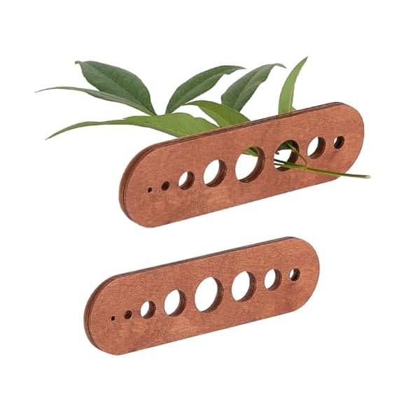 PH PandaHall 2pcs Wood Herb Stripper with 8 Hole, Oval Wooden Herb Stripper Tool Wood Leaf Remover Herb Stripping for Kitchen Gadgets Cooking Small Kitchen Appliances Chef Gifts, Brown, Hole: 2-16mm