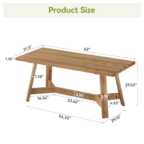 LITTLE TREE 63" Solid Wood Executive Desk, Farmhouse Wooden Computer Desk by LITTLE TREE - Used condition - Image 2