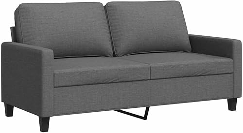 Miniatura 16 de vidaXL Sofá de 2 plazas, moderno sofá gris oscuro con asientos y respaldo gruesamente acolchados, tapizado de tela y marco de metal