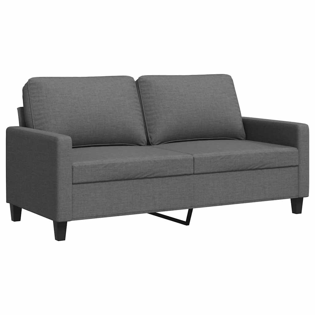 Sofá de 2 plazas gris oscuro de 140 cm con estructura metálica y cojines para salón