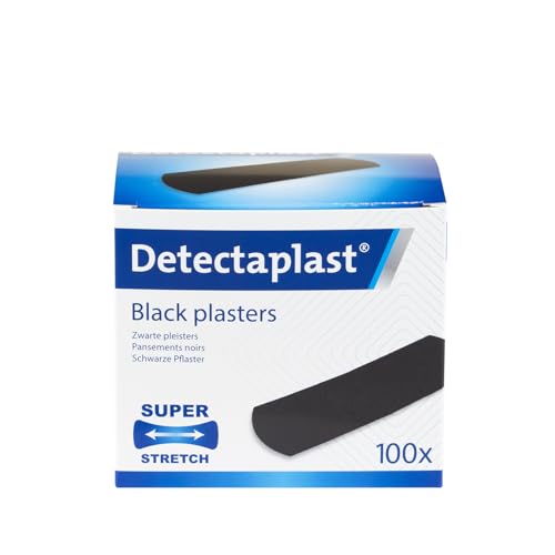 Cerotti detectabili color nero Detectaplast Universal, resistente all’acqua e resistenti allo sporco, alimentari, cucina, catering e ristorazione, 25 x 72 mm, 100 pezzi