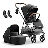 MAMAZING Air Lux Baby Stroller, Strength Carbon Fiber Frame & Only 15.8lbs, Infant Stroller with Bassinet & Cup Holder, One-Hand Compact Folding & Reversible Seat, Soft Insert & Car Seat Adapter