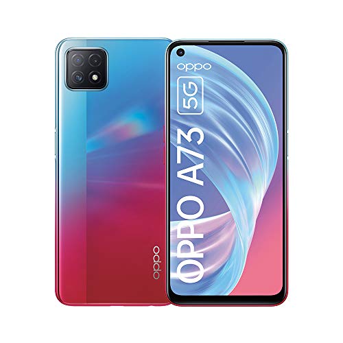 OPPO A73 5G Smartphone, 90 Hz 6,5 Zoll (16,5 cm) Display, 4040 mAh Akku + 18W Schnellladen, KI-Dreifachkamera, 8 GB RAM + 128 GB ROM, Navy Neon – Deutsche Version