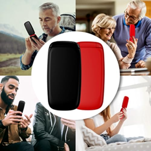 CHAKEYAKE Seniorenhandy ohne Vertrag, Klapphandy Mobiltelefon mit Großen Tasten, 2G GSM Handy für Senioren mit 1.7 Zoll Farbdisplay, Dual SIM, SOS Notruftaste, Taschenlampe (Schwarz Rot)