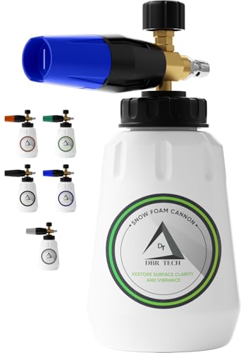 Foam Cannon for Pressure Washer, 1.1mm Orifice, 1000-4000 PSI, 1/4 Inch Quick Connector, Wide Neck and Adjustable Spray, Heavy Duty Car Snow Foam Blaster for Superior Foaming & Deep Clean, Blue