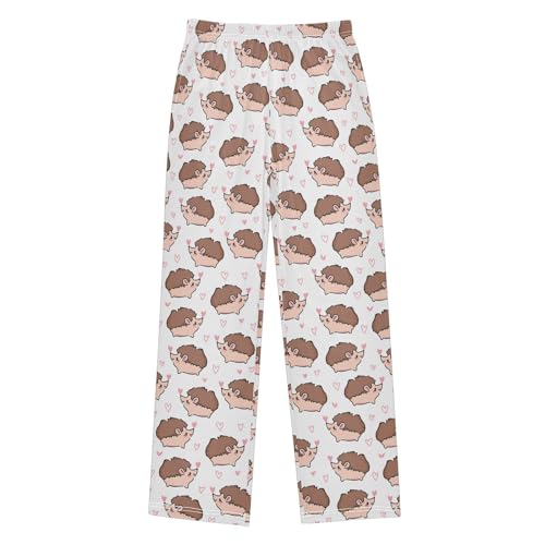 Cartoon Hedgehog Love Boys Long Pants Soft Trousers Elastic Waist Kids Lounge Bottoms with Pockets S-XL
